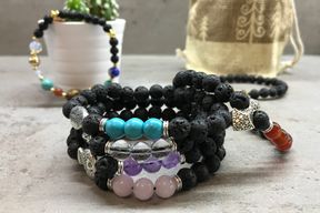 Narukvica od Lava Kamena - Riba/Ametist