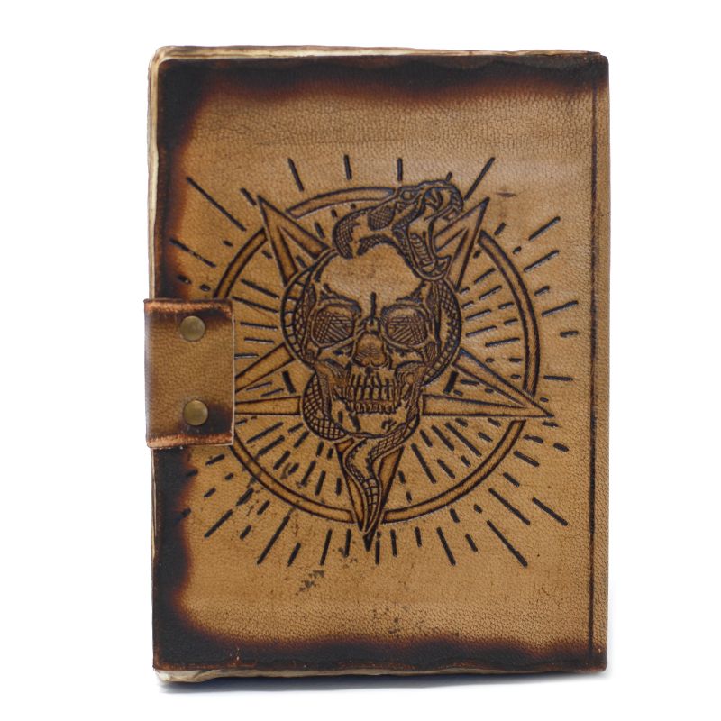 Kožna Bilježnica (18x13cm) - Pentagram i Lubanja