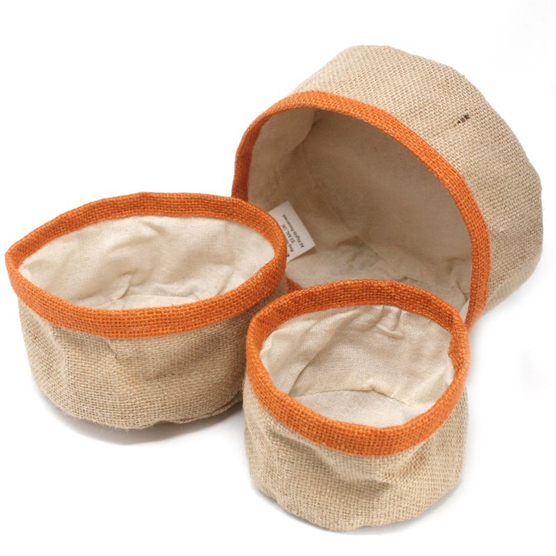 Set od 3 Košare od Prirodne Jute - Narančasta