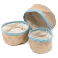 Set od 3 Košare od Prirodne Jute - Plavo - Zelena