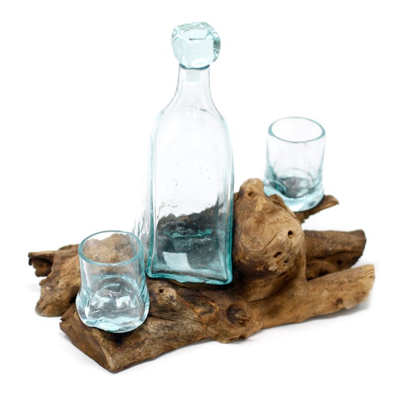 Set za Whisky od Topljenog Stakla na Drvu