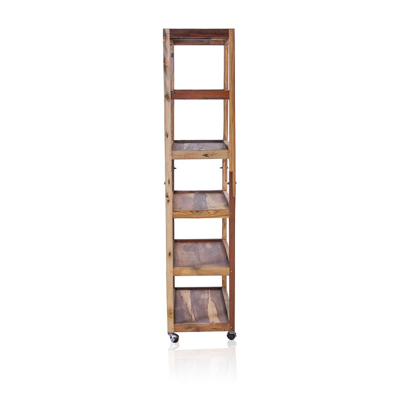 Vitrina sa Šest Polica s Kotačima - Reciklirano Drvo - 79x37x180cm