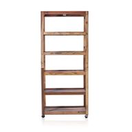Vitrina sa Šest Polica s Kotačima - Reciklirano Drvo - 79x37x180cm