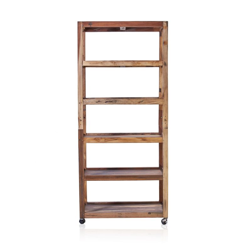 Vitrina sa Šest Polica s Kotačima - Reciklirano Drvo - 79x37x180cm