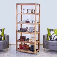 Vitrina sa Šest Polica s Kotačima - Reciklirano Drvo - 79x37x180cm