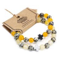 Set od 2 Narukvice Prijateljstva - Zaštita - Dalmatinski Jaspis i Žuti Ahat