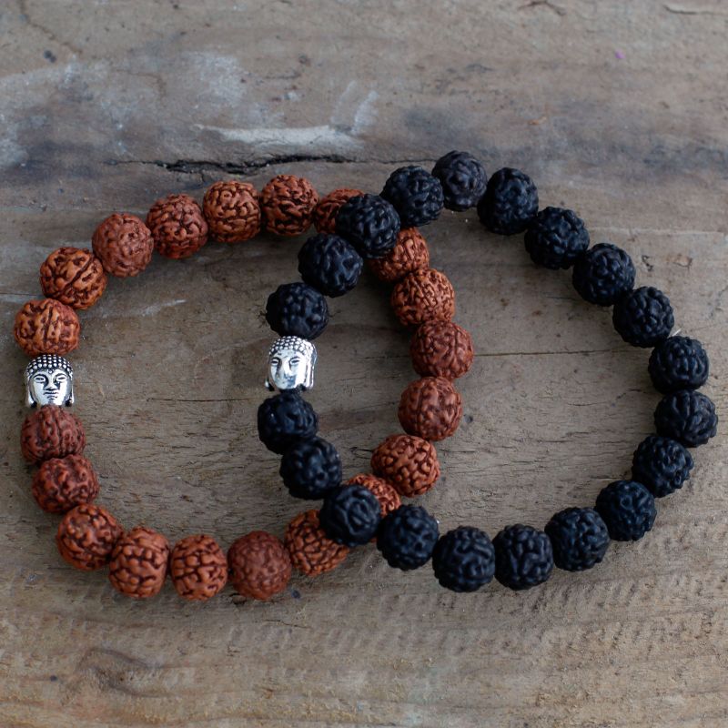 Rudraksha Buddha Mala Narukvica - Crna