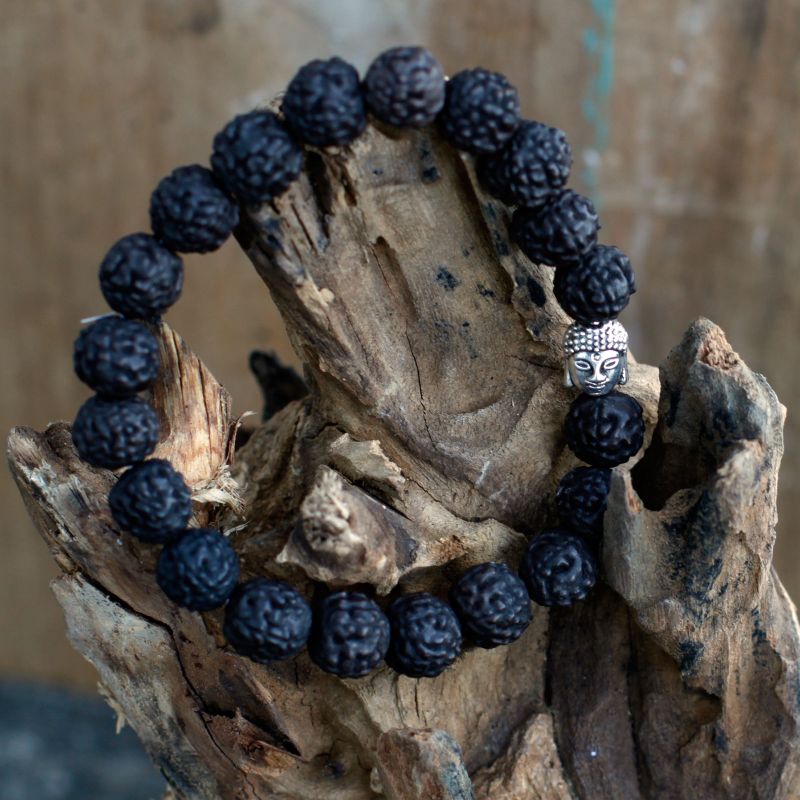 Rudraksha Buddha Mala Narukvica - Crna