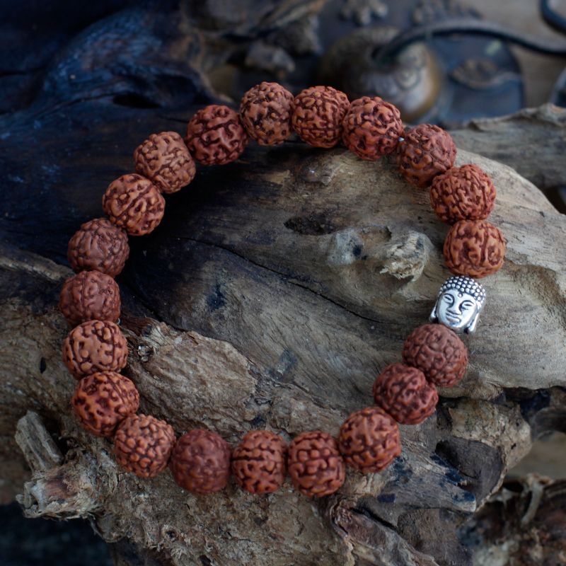 Rudraksha Buddha Mala Narukvica - Smeđa