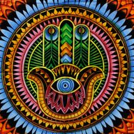 Ručno Oslikano Pamučno Zidno Platno - Hamsa