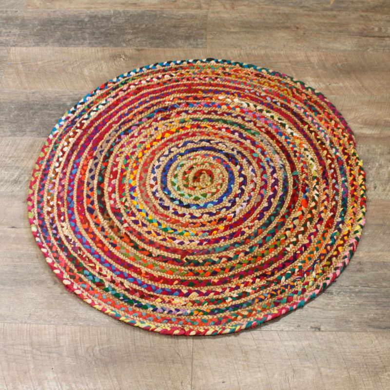 Okrugli Tepih od Jute i Recikliranog Pamuka - 90 cm