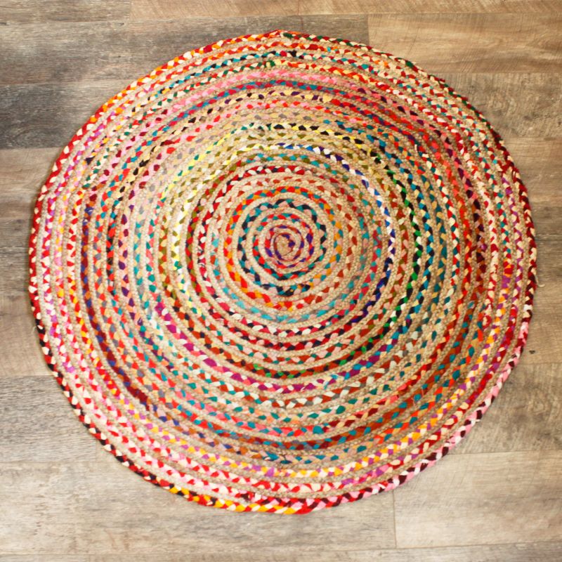 Okrugli Tepih od Jute i Recikliranog Pamuka - 120 cm