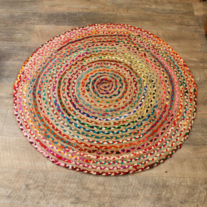 Okrugli Tepih od Jute i Recikliranog Pamuka - 120 cm