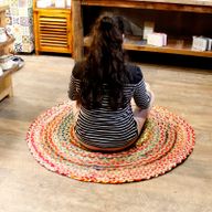 Okrugli Tepih od Jute i Recikliranog Pamuka - 120 cm