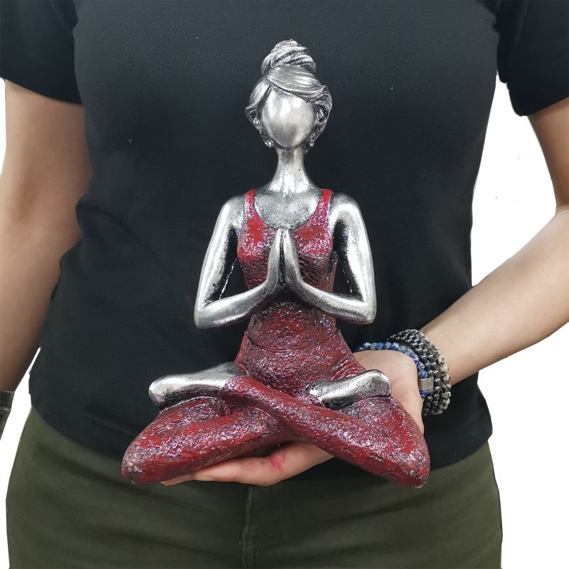 Figure Yoga Dame - Srebrna i Bordo 24cm