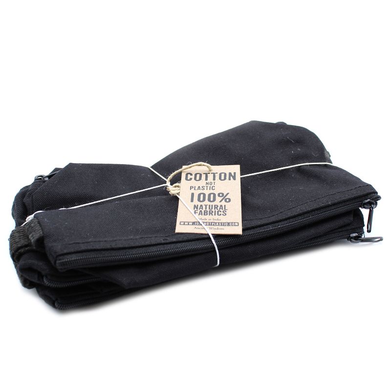Crna Pamučna Toaletna Torbica s Ručkom 10 oz - 22x12x7 cm