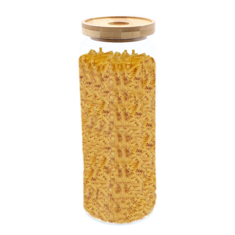 Staklena Posuda s Poklopcem od Bambusa - 20cm