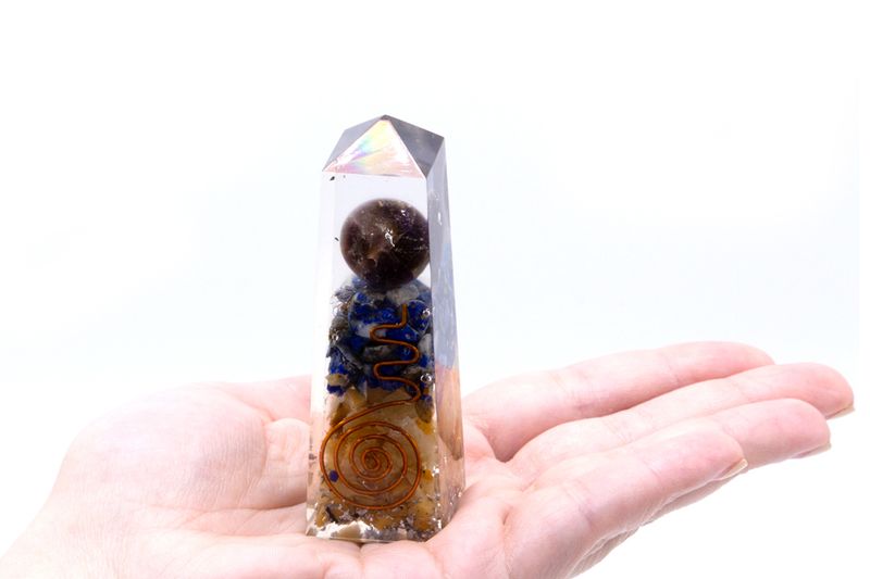 Orgonitni Obelisk 90x25 mm - Bakan, Lapis i Žuti Aventurin