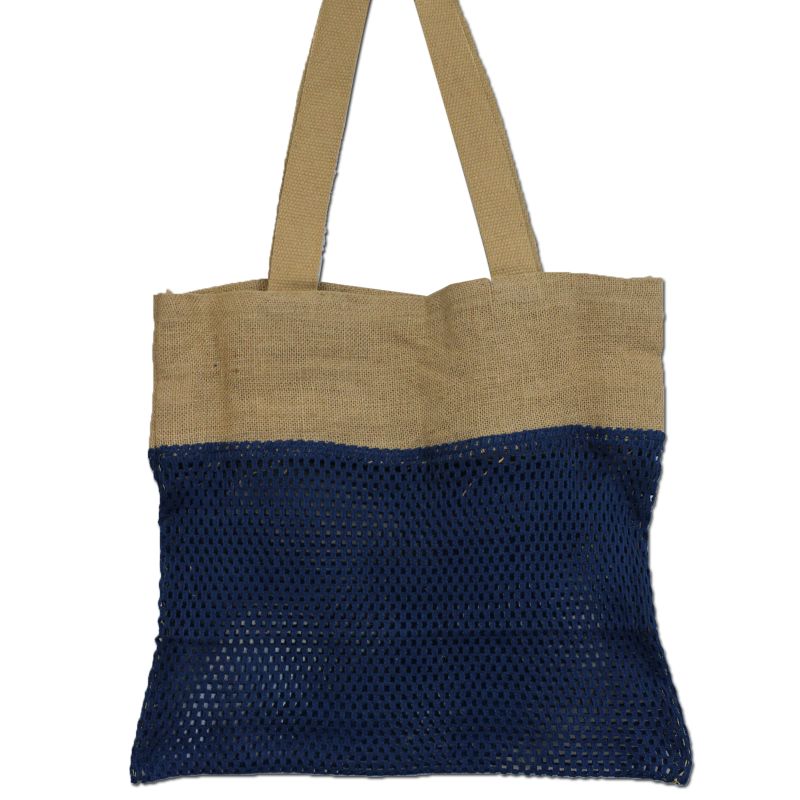 Mrežasta Torba od Prirodne Meke Jute i Pamuka - Denim