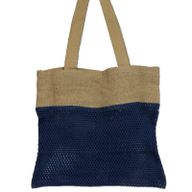 Mrežasta Torba od Prirodne Meke Jute i Pamuka - Denim