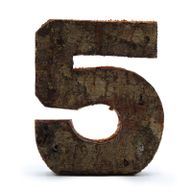 Rustikalni Broj od Kore Drveta - "5" - 7cm