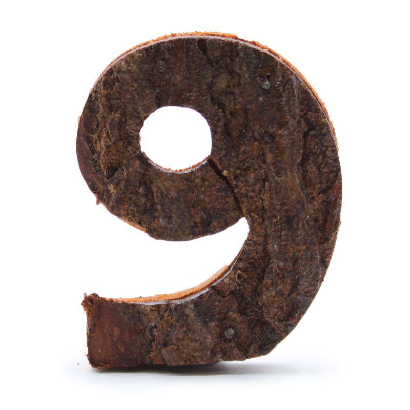 Rustikalni Broj od Kore Drveta - "9" - 7cm