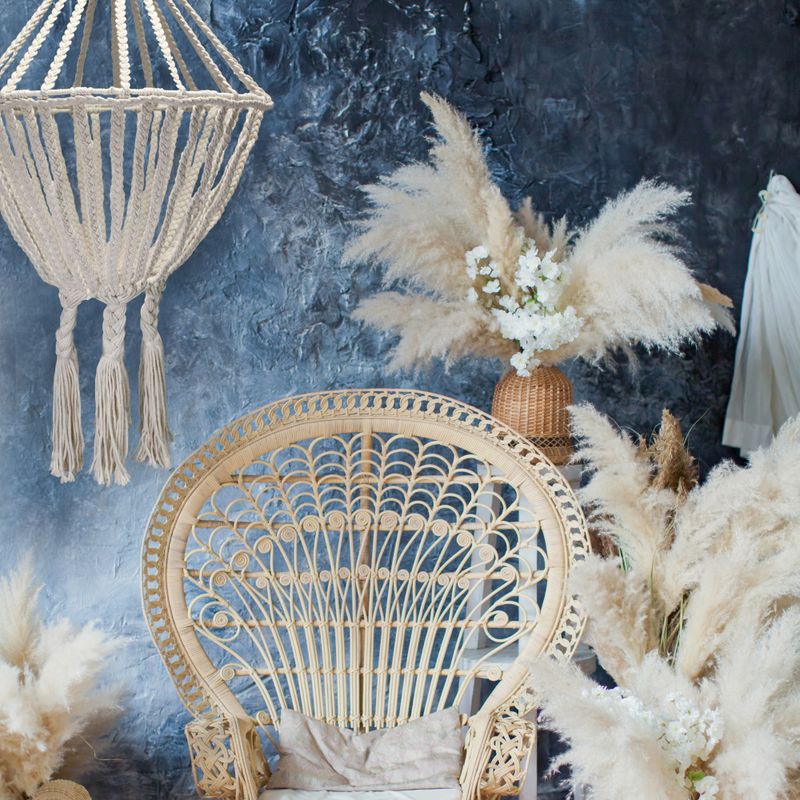 Veliki Macrame Pleteni Luster - Prirodna