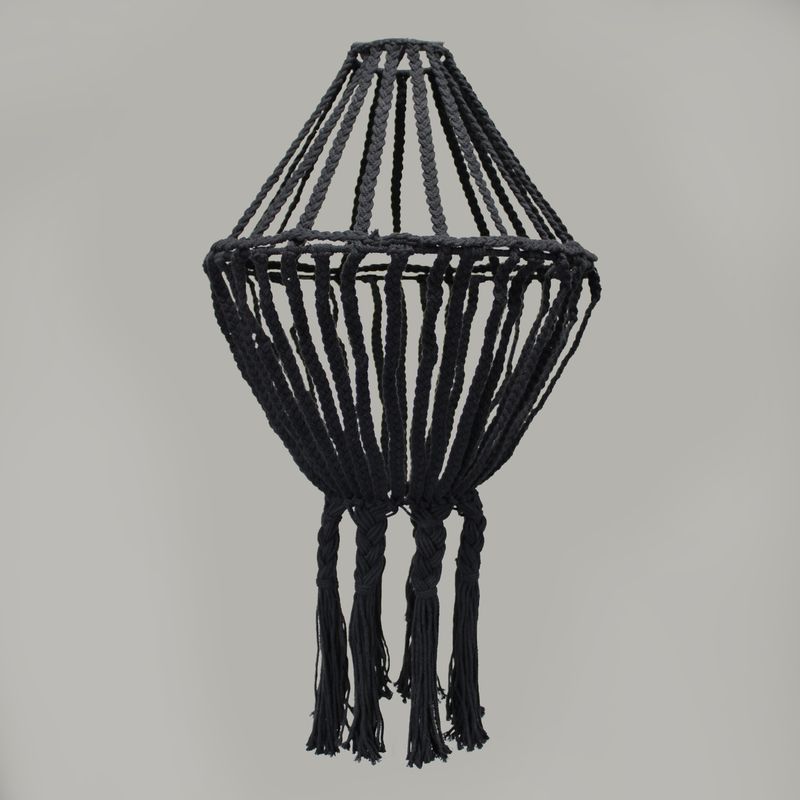 Veliki Macrame Pleteni Luster - Crna