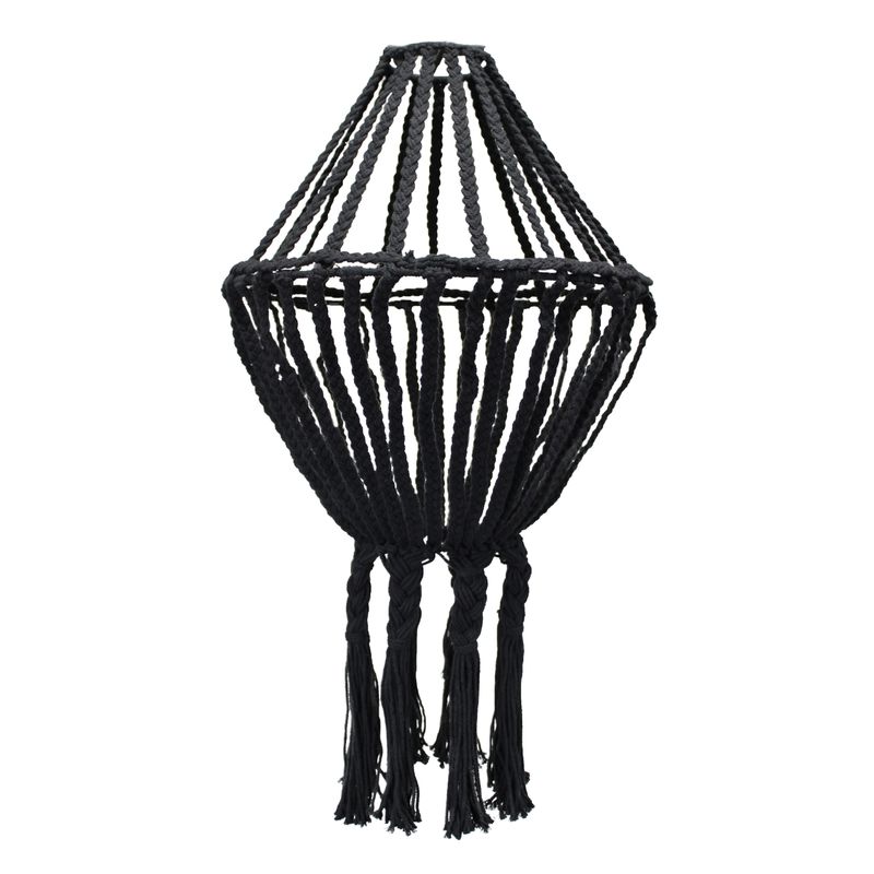 Veliki Macrame Pleteni Luster - Crna