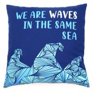 Jastučnica s Printom - We are Waves - Siva, Plava i Prirodna