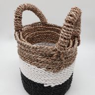 Set Košarica od Morske Trave - Tamno Siva/ Bijela/ Prirodna