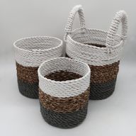 Set Košarica od Morske Trave - Siva/ Bijela/ Prirodna
