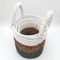 Set Košarica od Morske Trave - Siva/ Bijela/ Prirodna