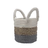 Set Košarica od Morske Trave - Siva/ Bijela/ Prirodna