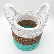 Set Košarica od Morske Trave - Zelena/ Bijela/ Prirodna