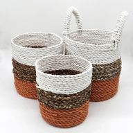 Set Košarica od Morske Trave - Narančasta/ Bijela/ Prirodna