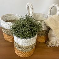 Set Košarica od Morske Trave - Narančasta/ Bijela/ Prirodna