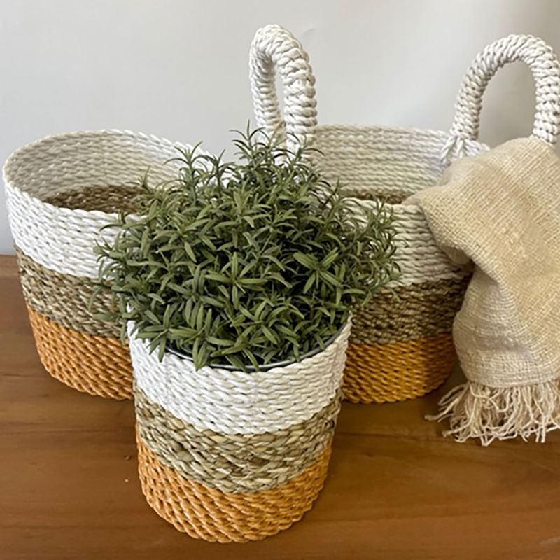 Set Košarica od Morske Trave - Narančasta/ Bijela/ Prirodna
