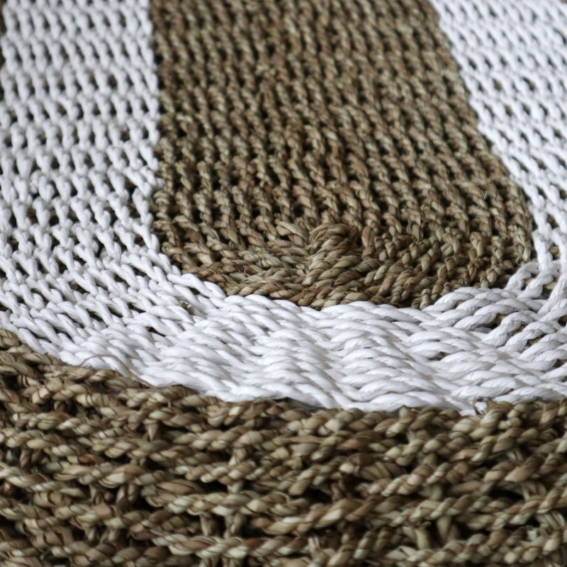 Ovalna Prostirka od Morske Trave - Bijela i Smeđa - Klasičan - 60x120cm