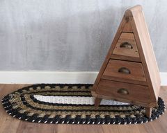 Ovalna Prostirka od Morske Trave - Crna, Bijela i Smeđa - Klasičan - 60x120cm