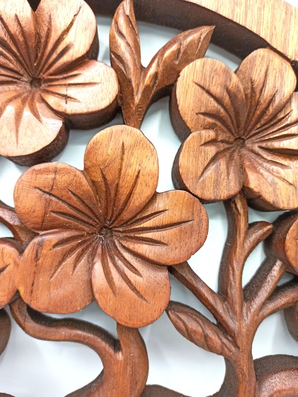 Izrezbarena Ploča - Drvo Života Frangipani 40cm