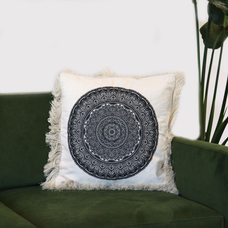 Tradicionalna Mandala Jastučnica - 45x45cm - Crna