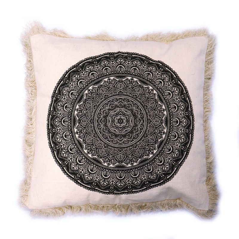 Tradicionalna Mandala Jastučnica - 45x45cm - Crna