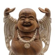 Ručno Izrezbarena Buddha Statua - Ruke Gore - Isprano Bijela 40cm