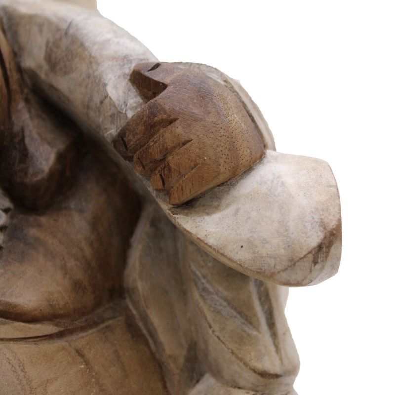 Ručno Izrezbarena Buddha Statua - Donošenje Drva - Isprano Bijela 30cm