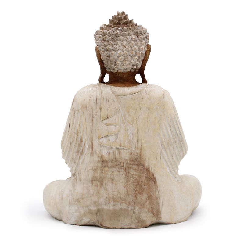 Ručno Izrezbarena Buddha Statua - Učenje Transmisije - Isprano Bijela 30cm