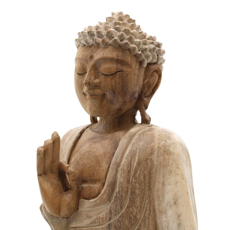 Ručno Izrezbarena Buddha Statua - Učenje Transmisije - Isprano Bijela 30cm