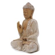 Ručno Izrezbarena Buddha Statua - Učenje Transmisije - Isprano Bijela 40cm
