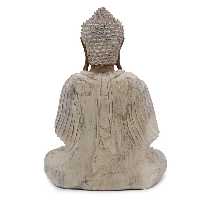 Ručno Izrezbarena Buddha Statua - Učenje Transmisije - Isprano Bijela 40cm