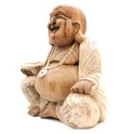 Ručno Izrezbarena Buddha Statua - 40 cm Sretan - Isprano Bijela